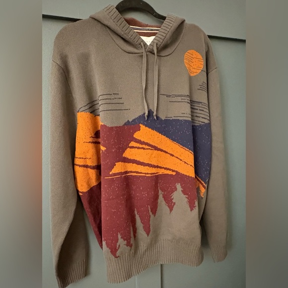 Desertcore oversized knit hoodie sun & stone XXL 100% cotton Gorpcore art kid - Picture 2 of 6
